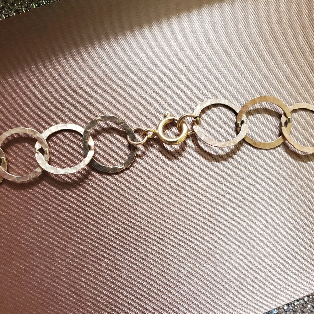 Hammered Rose Gold Link Long Necklace - Picture 6 of 8